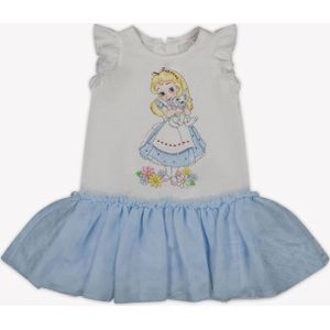 Monnalisa - 39E9055002 - Jerseyjurk - Blauw/Wit - Katoen - Grafische Print