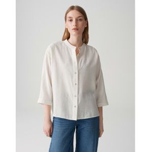 Opus - Lichtbeige Blouse - 3/4 Mouwen - Verfijnde Kreukstructuur