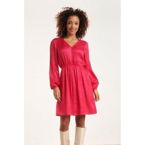 Smashed Lemon - Fuchsia Jacquard Jurk - Fuchsia - 100% Viscose