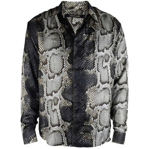Roberto Cavalli - Overhemd - Grijs - Zijde - Pythonprint