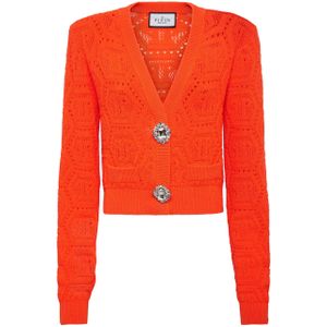 Philipp Plein - Fluo Knit Cardigan Monogram - Gebreid Vest - Oranje