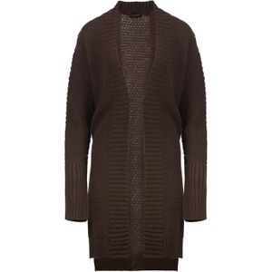 Onder de knielengte - Open Front - Bruin - Gebreid Vest
