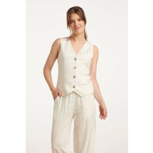 Smashed Lemon - 25132 - Waistcoat - Witte Pinstripes - Linnen