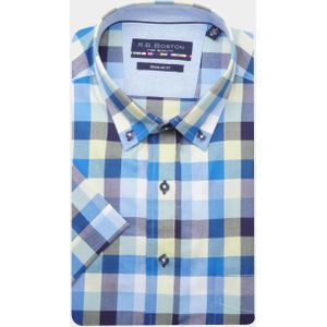 Bos Bright Blue R.b. boston casual hemd korte mouw regular fit 416670/73