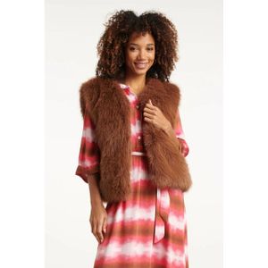 Smashed Lemon - Gilet - Bruin - Faux Fur - Kort Model