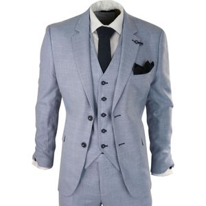 Heren - Miami-collectie - Lichtblauw - 3-delig Linnen Pak