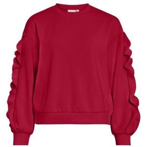 Vila - Vimentina Flounce O-neck Top - Jester Red - Dames