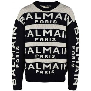 Balmain - Trui - Zwart - Wollen Trui - Lange Mouwen - Ronde Kraag