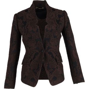 Gucci 2010s Bloem-Jacquard Blazer in Bruin Wol