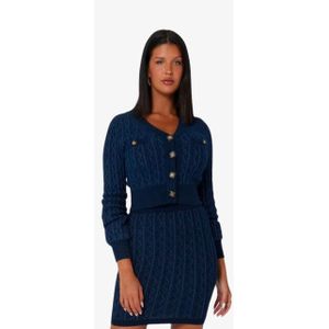 Guess - Kabelgebreid Vest - Gemengde Viscose - V-hals - Knoopsluiting