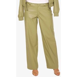 La Sisters - Woven Pants - Khaki - Vegan Leather - Wide-leg Pasvorm