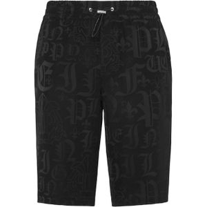 Philipp Plein - Jacquard Cool Kid Shorts Monogram - Korte Broeken - Zwart