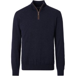 Casa Moda - Halfzip Trui - Blauw - Regular-fit - Katoen