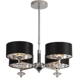 Bussandri Exclusive Moderne hanglamp - metaal modern e14 l: 66cm voor binnen woonkamer eetkamer chrome/black+silver/clear