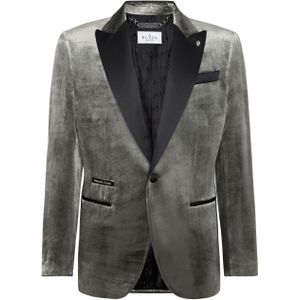 Philipp Plein - Velvet Blazer Lord Fit - Grijs - Heren - Slim Fit