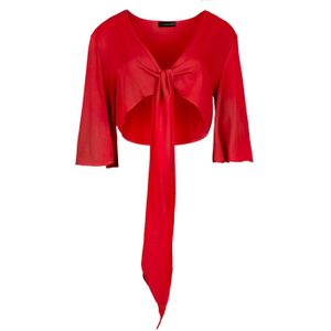 Bolero Top - Rood - Geweven Viscose - ¾ Klokkende Mouwen