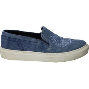 Kenzo Geborduurde Slip-On Sneakers in Blauwe Katoen Denim