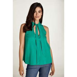 Tops - Groen - Mouwloze Top - Geweven Viscose - Strikdetail