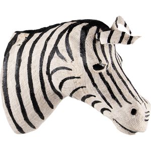 Clayre & Eef Wanddecoratie zebra 27 cm wit papier ijzer textiel