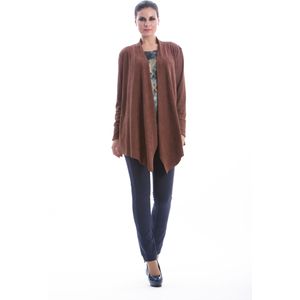 Conquista - Cardigan - Donkerbruin - Alcantara Stof - Lange Mouwen