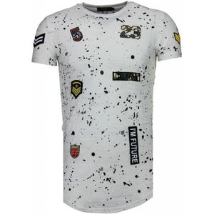 Justing Military patches paint splash t-shirt