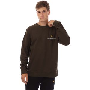 Lyle And Scott - Organic Print Crew Neck Sweatshirt - Olijfkleur - Heren
