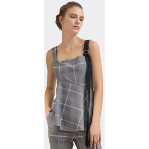 Wijd uitlopende tartan top