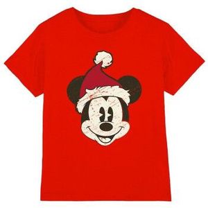 Disney Kinderen/kinderen mickey mouse kerstman gezicht t-shirt
