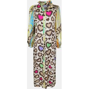 Mucho Gusto Jurk mainz luipaard-hartjes print met multicolor paisley