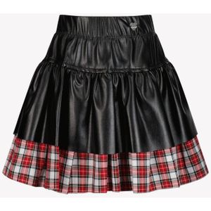 Monnalisa - 11D708 - Kinderrok - Zwart - Leatherlook Ruit