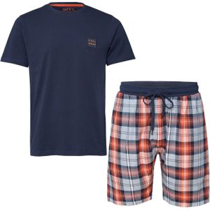 Phil & Co Heren shortama korte pyjama katoen blauw