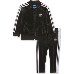 Adidas - Velours - Trainingspak - Zwart