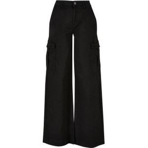 Urban Classics Dames twill hoge taille wijde pijpen cargo broek