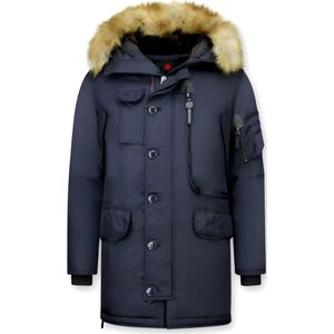 Just Key Lange winterjassen met bontkraag extra lang