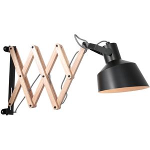 Anne Lighting Industriële wandlamp - hout industrieel e27 l: 18cm voor binnen woonkamer eetkamer zwart