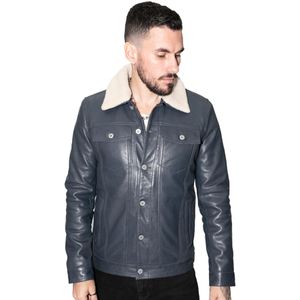 Heren - Leren Truckerjack - Afneembare Kraag - Premium Nappaleer - Zagreb