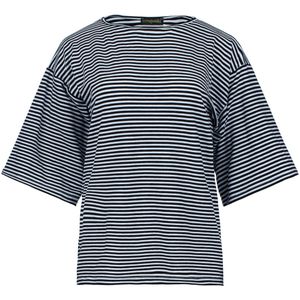 Oversized Top - Zwart-Wit Gestreept - Viscose-Elastaan - Ellebooglange Mouwen