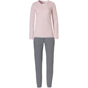 By Louise Dames pyjama set lang katoen roze / grijs