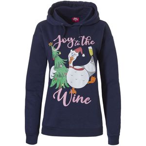 Apollo Dames kersttrui met capuchon joy the wine hoodie kerst print