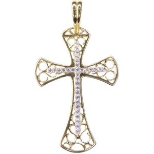Christian Bicolor gouden kruis met zirkonia