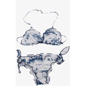 Triangelbikini - Gerimpelde Randen - Zwart - Nylon