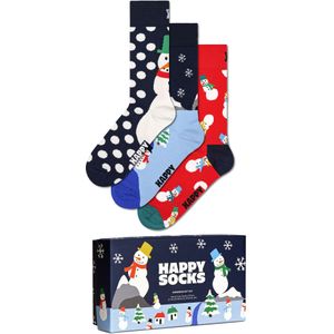 Happy Socks Dames heren sokken sneeuwpop giftbox kerstsokken 3-pack
