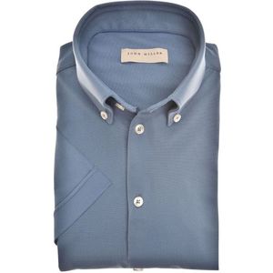 John Miller - Lange Mouw Overhemden - Donkerblauw - Slim Fit