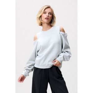 Catwalk Junkie - Strass Sweater With Cut Out - Lichtgrijs - Sweater