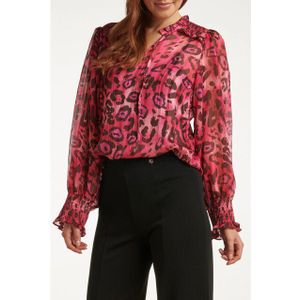 Smashed Lemon - 23717-445-999 - V-hals Top - Fuchsia - Dierenprint
