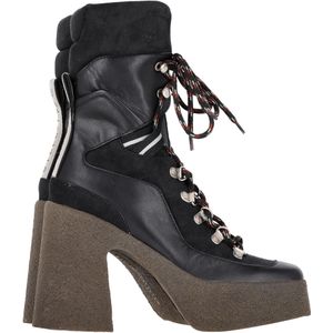 Stella McCartney Veterplatform Enkelboots in Zwarte Synthetische Leer