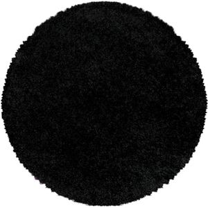 Muratap Monaco soft rond shaggy hoogpolig vloerkleed black- 80 cm rond