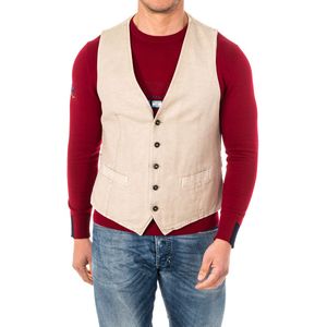 La Martina - HMJA11 - Vest - Beige - Fijn Gebreid Met Verstelbare Riem