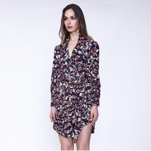 Tuniekjurk - Bladafdruk - Kort drape-effect - Lange Mouwen - 93 cm