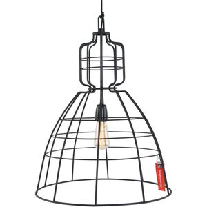 Anne Lighting Industriële hanglamp - metaal industrieel e27 l: 48cm voor binnen woonkamer eetkamer zwart
